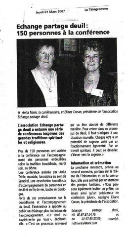 Article Tlgramme - mars 2007 - Confrence au Dme par Anita Trinle